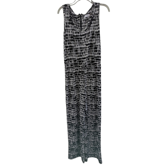 Calvin Klein Sleeveless Black & White Geometric print Jumpsuit Sz 10 GUC - Picture 1 of 9